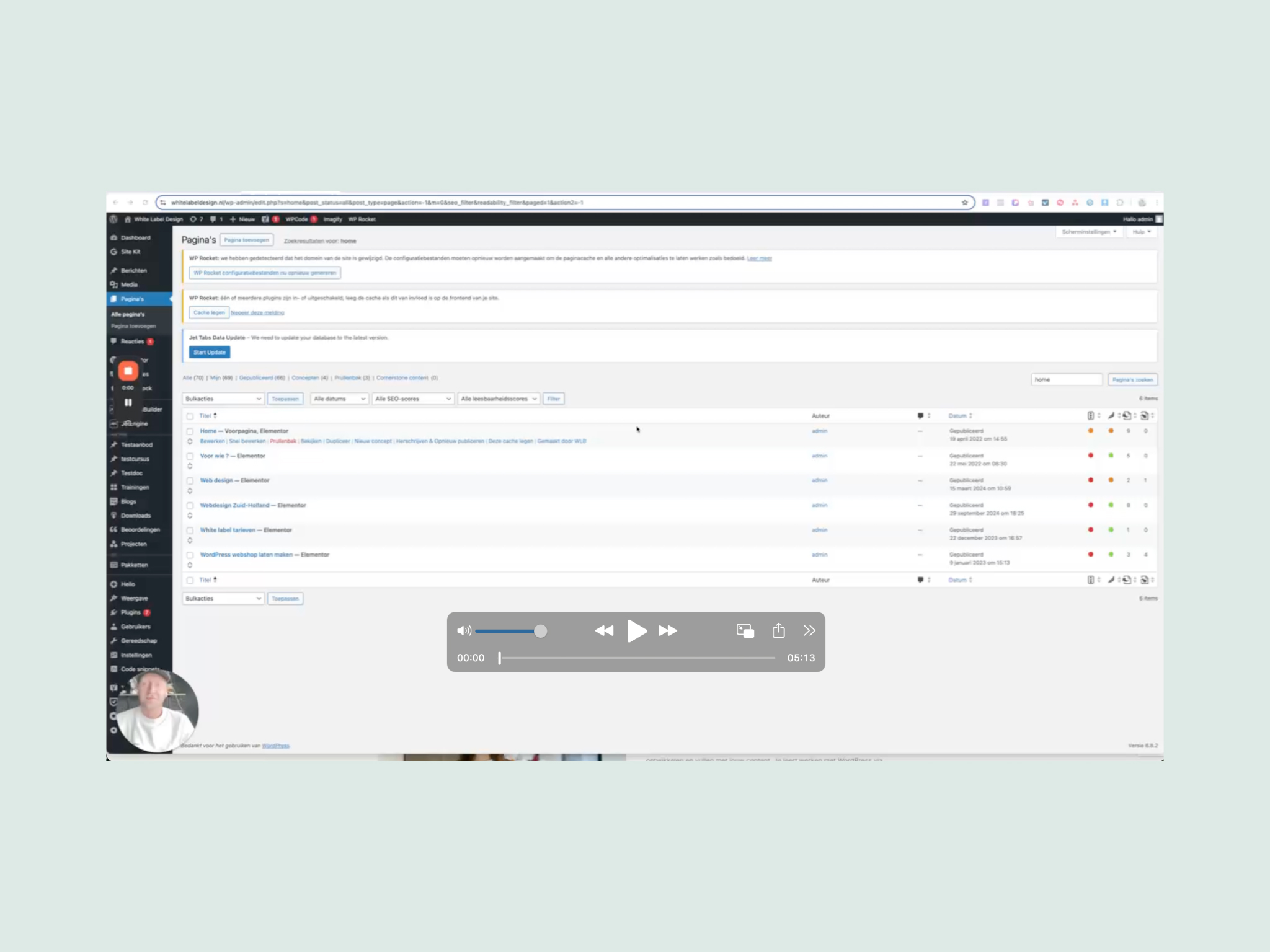 Statische pagina's bewerken